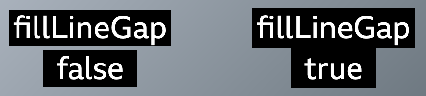 The right example is preferred Two example renderings, each with two lines of text, the one on the left showing a gap between the lines' background areas, having fillLineGap false the one on the right without a gap, having fillLineGap true.
