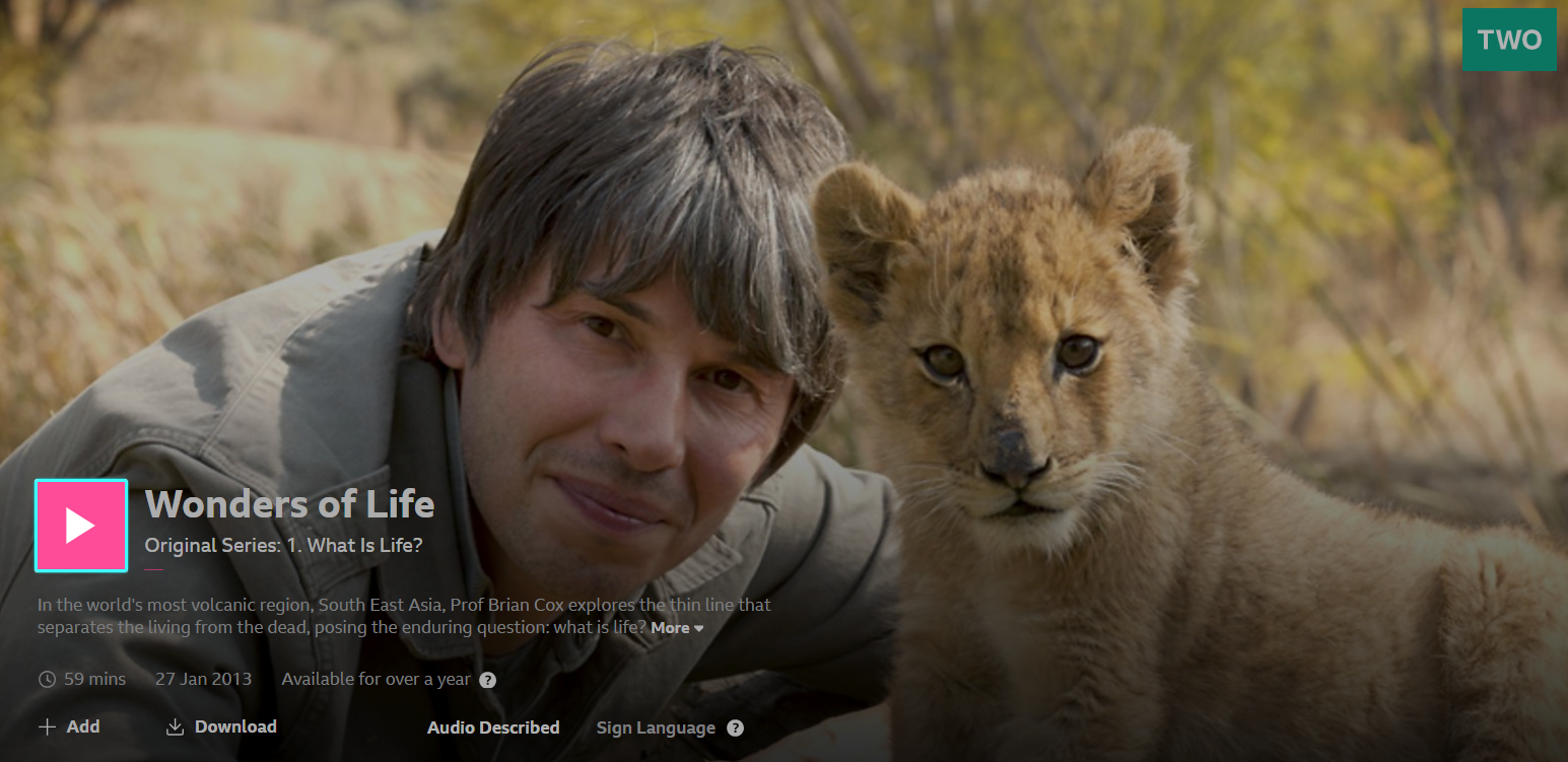 image from a programme on BBC iPlayer with the 'play' button highlighted 