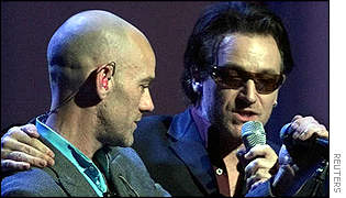 Michael Stipe and Bono - pic copyright Reuters