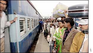 Indians waiting for a train