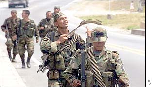 Colombian troops on patrol