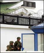 Soldiers outside US embassy, Skopje