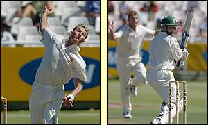 Brett Lee claims the wicket of Mark Boucher