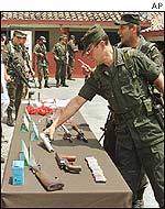 Confiscated weapons from guerrilla group in Medellin