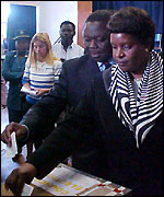 Morgan Tsvangirai votes with his wife