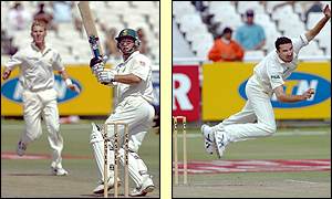 South African captain Mark Boucher and Australian bowler Jason Gillespie 