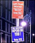 Pro and anti-abortion posters in Ireland