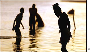 Devotees take a dip in Saryu river