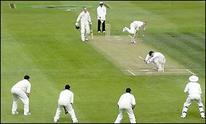 Matthew Hoggard takes control as his bowling partner Caddick struggles