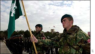 Turkish soldiers preparing to leave for Afghanistan