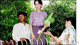 Aung San Suu Kyi at her home in 1995