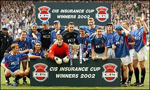Glasgow Rangers celebrate winning the CIS Insurance Cup after defeating Ayr United 4-0 