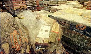 confiscated tobacco in customs' warehouse