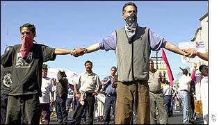 Anti-globalisation protesters in Monterrey