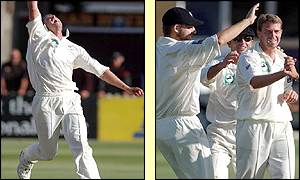 New Zealand's inexperienced opening bowlers make an early breakthrough with England on 26