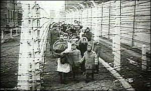Inmates inside a Nazi concentration camp
