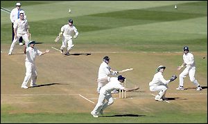 Richardson's luck would soon run out with Andy Caddick claiming his wicket