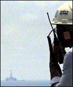 An oilworker on a platform off Angola