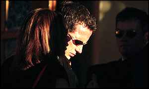 Adam Hollioake arrives at his brother's memorial service