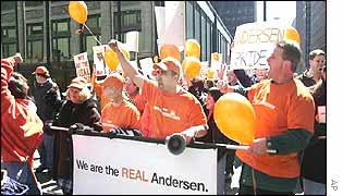 Andersen employees protesting