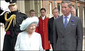 Charles and the Queen Mother at Clarence House