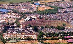 Glastonbury Festival from the air