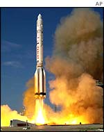 A proton rocket takes off
