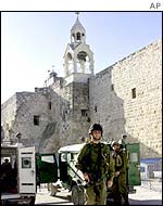 Israeli soldier in Manger Square