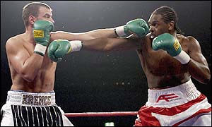 Mark Krence and Audley Harrison exchange blows at arms length