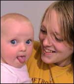 Shanelle and Mishka, now six-and-a-half months old