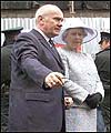 Secretary of state Dr John Reid shows the Queen the bomb site in Omagh