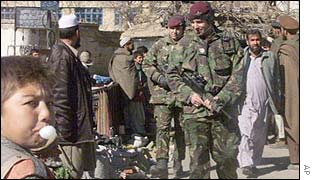 British Isaf soldiers on patrol in Kabul 