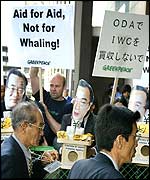 Greenpeace protesters at Whaling conference