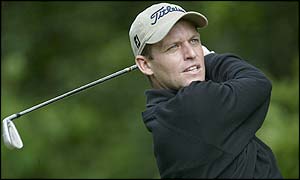 Anders Hansen in action at the fifth hole