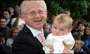 Richard Curtis and son Charlie were guests of bridegroom Matthew Vaughan