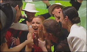 Latvia reacted with delight as they realised victory was imminent