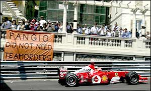 Michael Schumacher pitted early after getting held up behind Juan Pablo Montoya