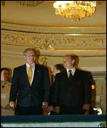 Putin and Bush visit the Mariinsky opera and ballet theatre