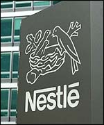 Nestle sign outside Swiss headquarters