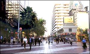 Main pedestrian shopping street in Santiago, Chile 