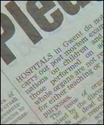 Newspaper article in which Gwent Healthcare trust denied organ retention