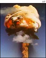 Mushroom cloud from nuclear explosion