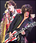 Aerosmith play on Sing for the Moment