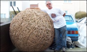 Tony Evans with the giant rubber ball