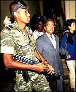 Prime Minister Tantely Andrianarivoa being arrested on Monday