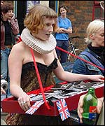 Banksy's books were sold by a woman dressed as Elizabeth I