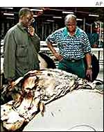 Daily News printing press after a bomb attack in 2001 