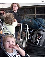 British family at Indian airport