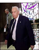 Ariel Sharon arrives for Sunday's cabinet meeting