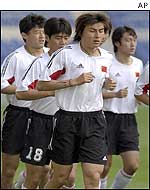 Chinese football team in training